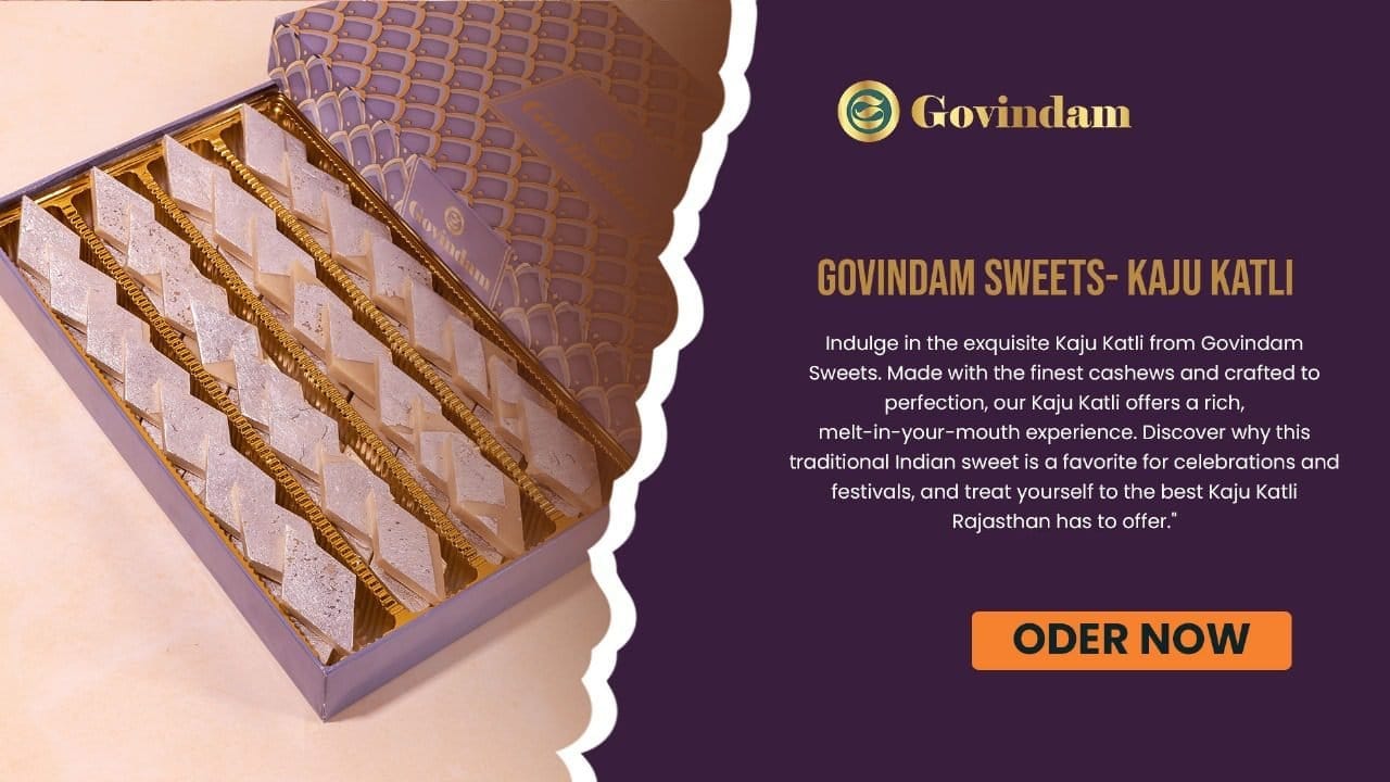 Kaju Katli premium cashew sweet silver leaf Govindam Sweets Jaipur