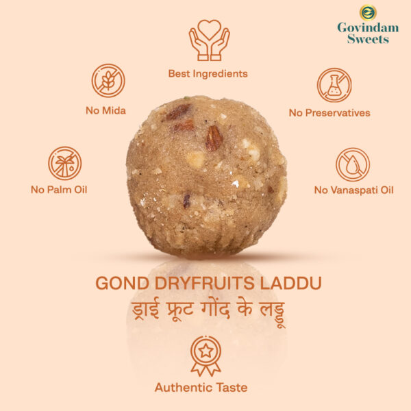 Gond Laddu neatly packed in a festive and wellness-themed gift box