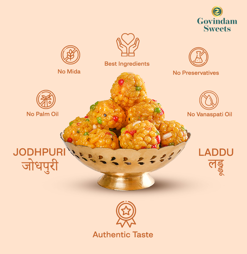 Close-up of Jodhpuri Laddu showing rich texture and brown color