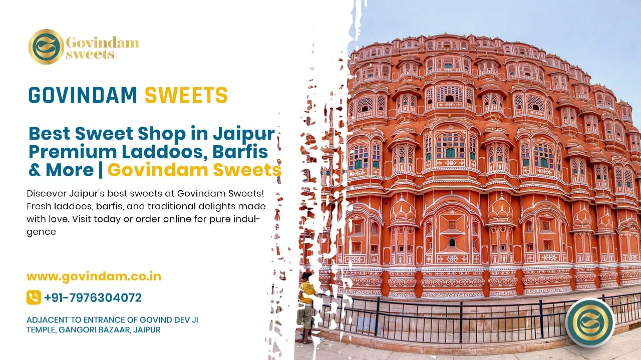 Sweet Shop Jaipur collection showing traditional ladoos barfi Rajasthani specialties