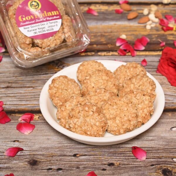 Close-up of Millets Pearl Cookies with crisp edges and grainy texture