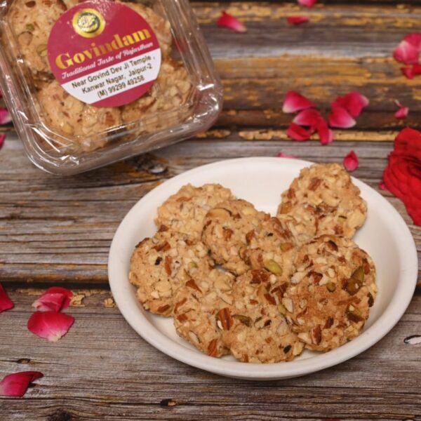 Close-up of multigrain cookies with visible oats, seeds, and whole grains