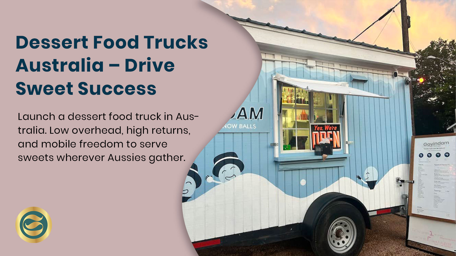 Dessert food trucks Australia custom mobile sweet shop serving ice cream to festival customers in Sydney
