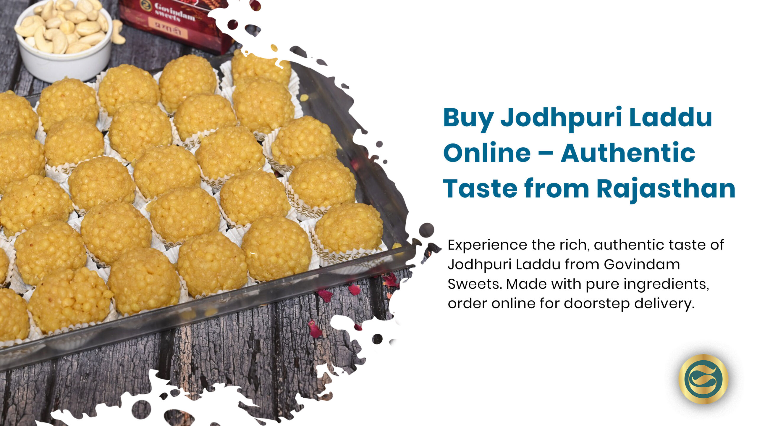 Buy Jodhpuri Laddu online - authentic golden Rajasthani sweet made with pure ghee and premium nuts by Govindam Sweets traditional recipe