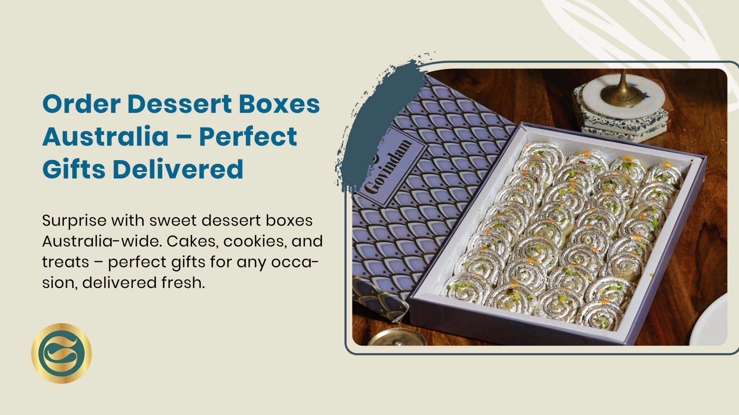 Luxury dessert boxes Australia gift hamper with assorted gourmet cakes cookies and sweet treats beautifully packaged