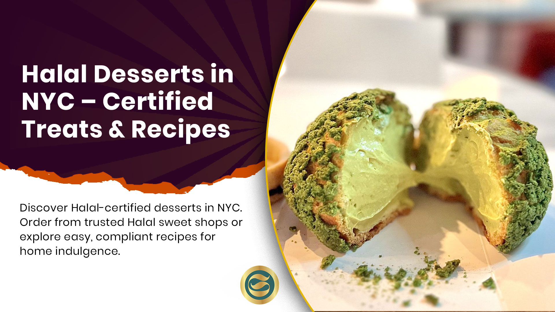 Beautiful display of Halal-certified cakes, baklava, and pastries from a premium Muslim-friendly bakery in New York City