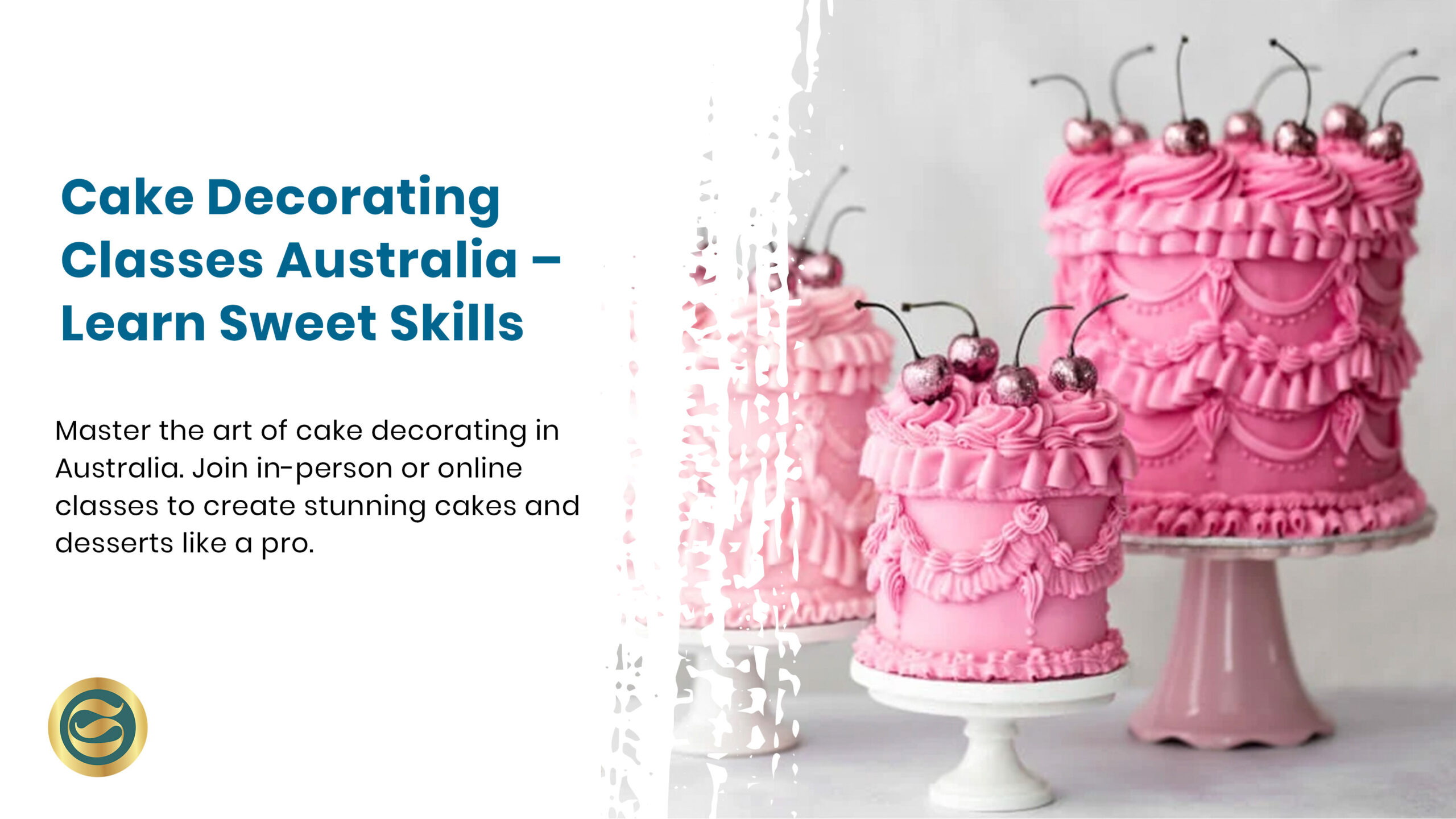 cake decorating classes Australia, baking workshop, fondant techniques, piping skills, cake design course, professional cake training