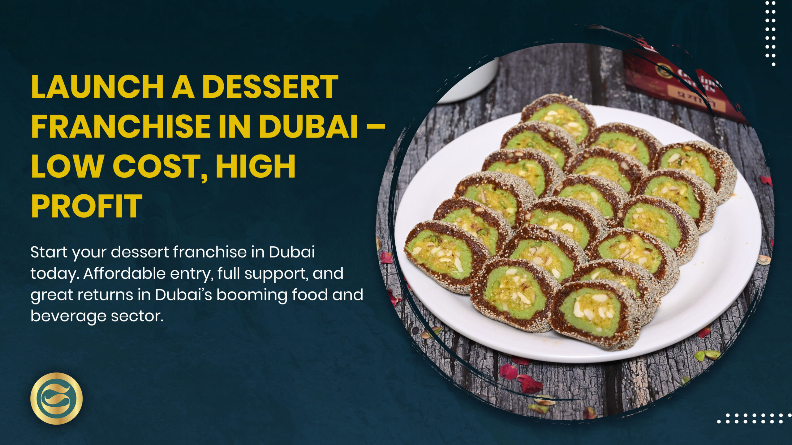 Diverse dessert franchise businesses in Dubai showing gelato shop, French patisserie, bubble tea café and dessert kiosk with modern designs and multicultural customers in premium retail settings