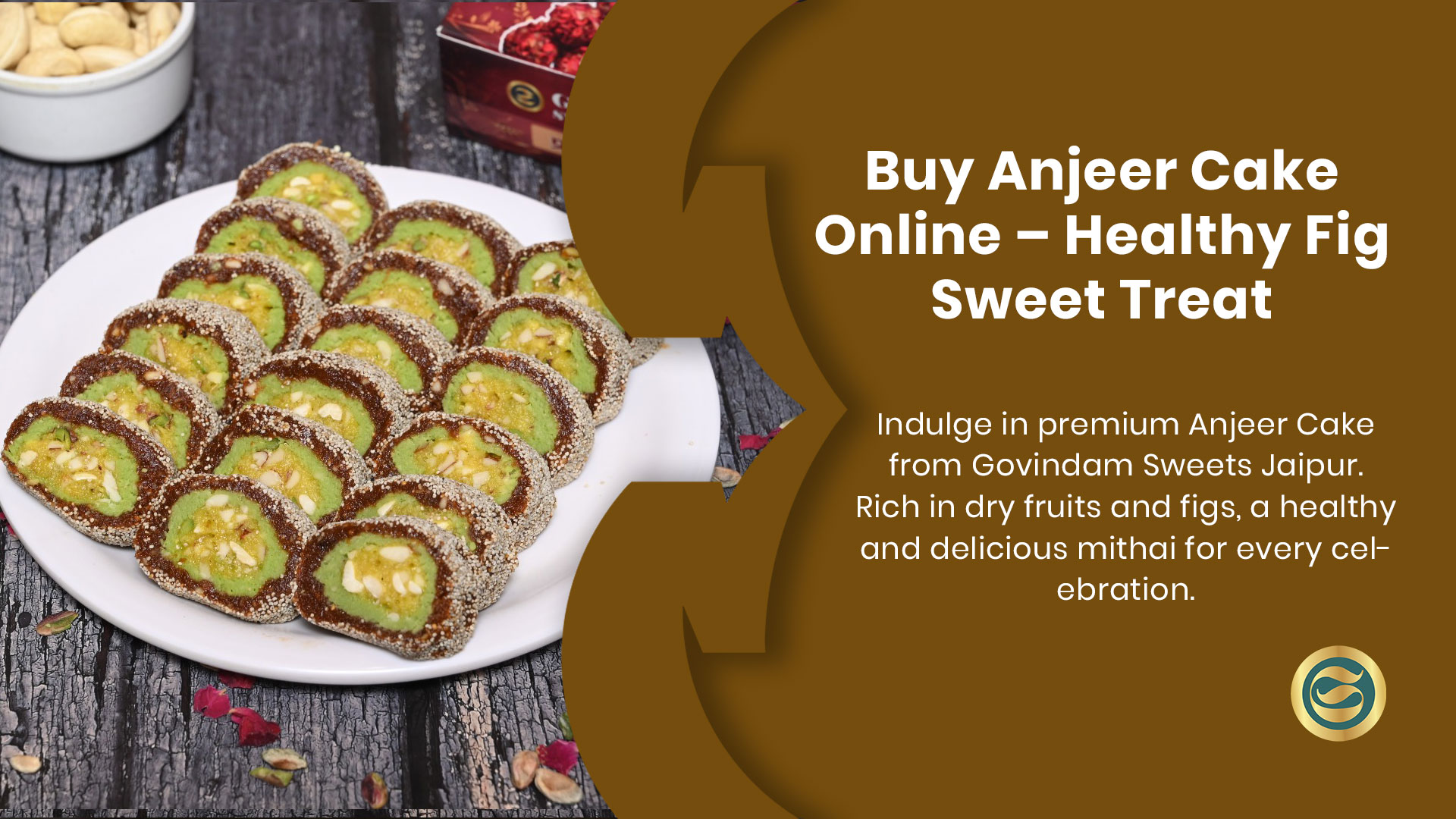 Healthy Anjeer (Fig) Cake with nuts and dried fruits from Govindam Sweets Jaipur