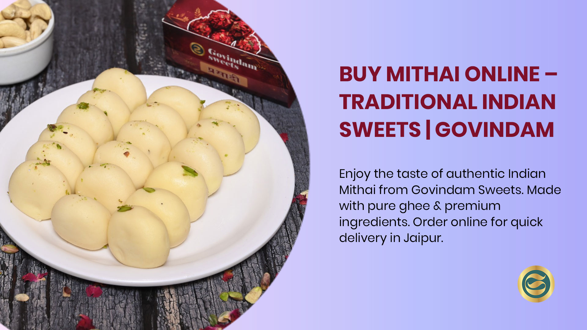 Assorted pure ghee Indian sweets collection featuring traditional mithai varieties made with authentic recipes