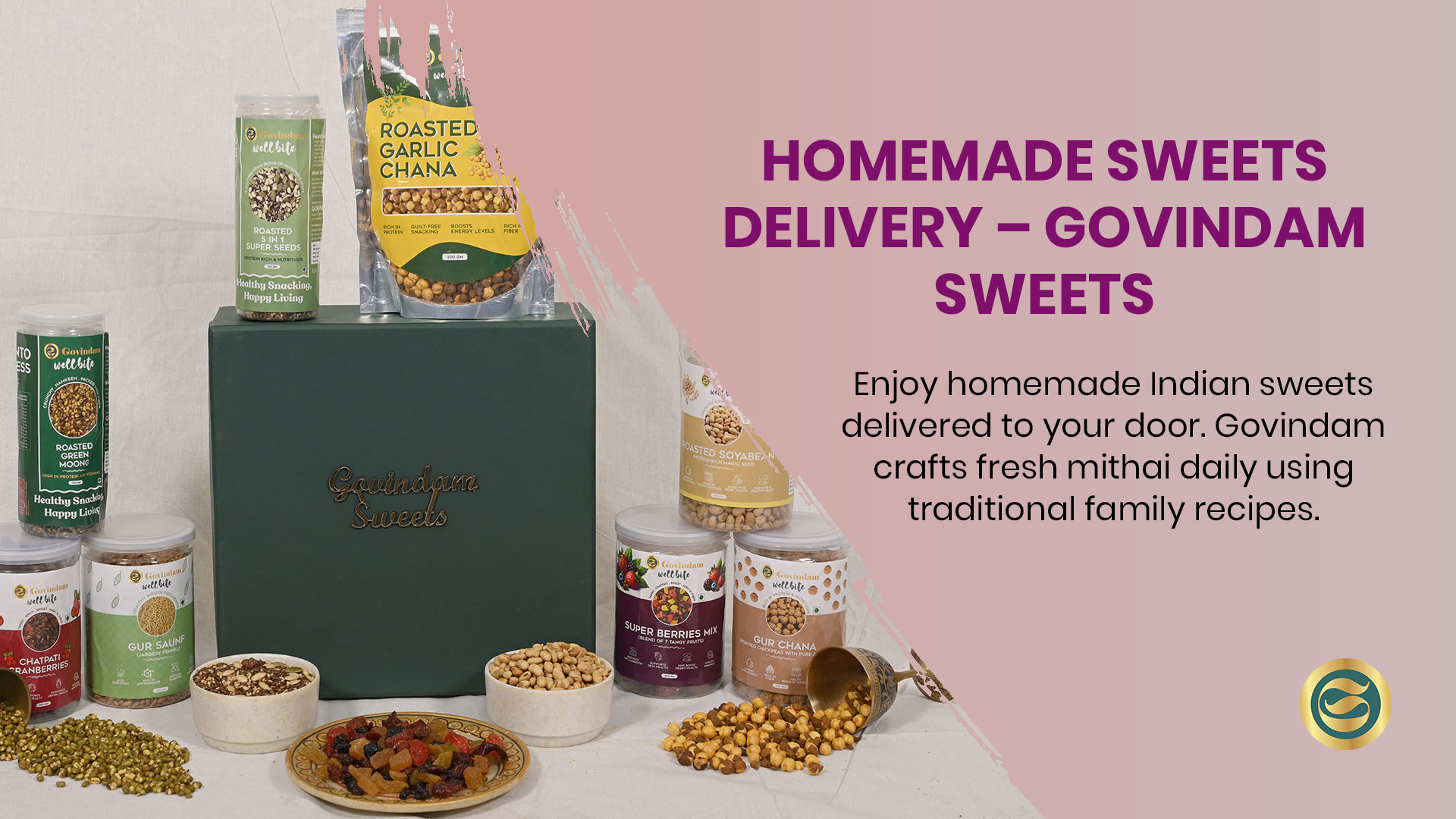 Homemade Indian sweets prepared for delivery - traditional mithai handcrafted by Govindam Sweets