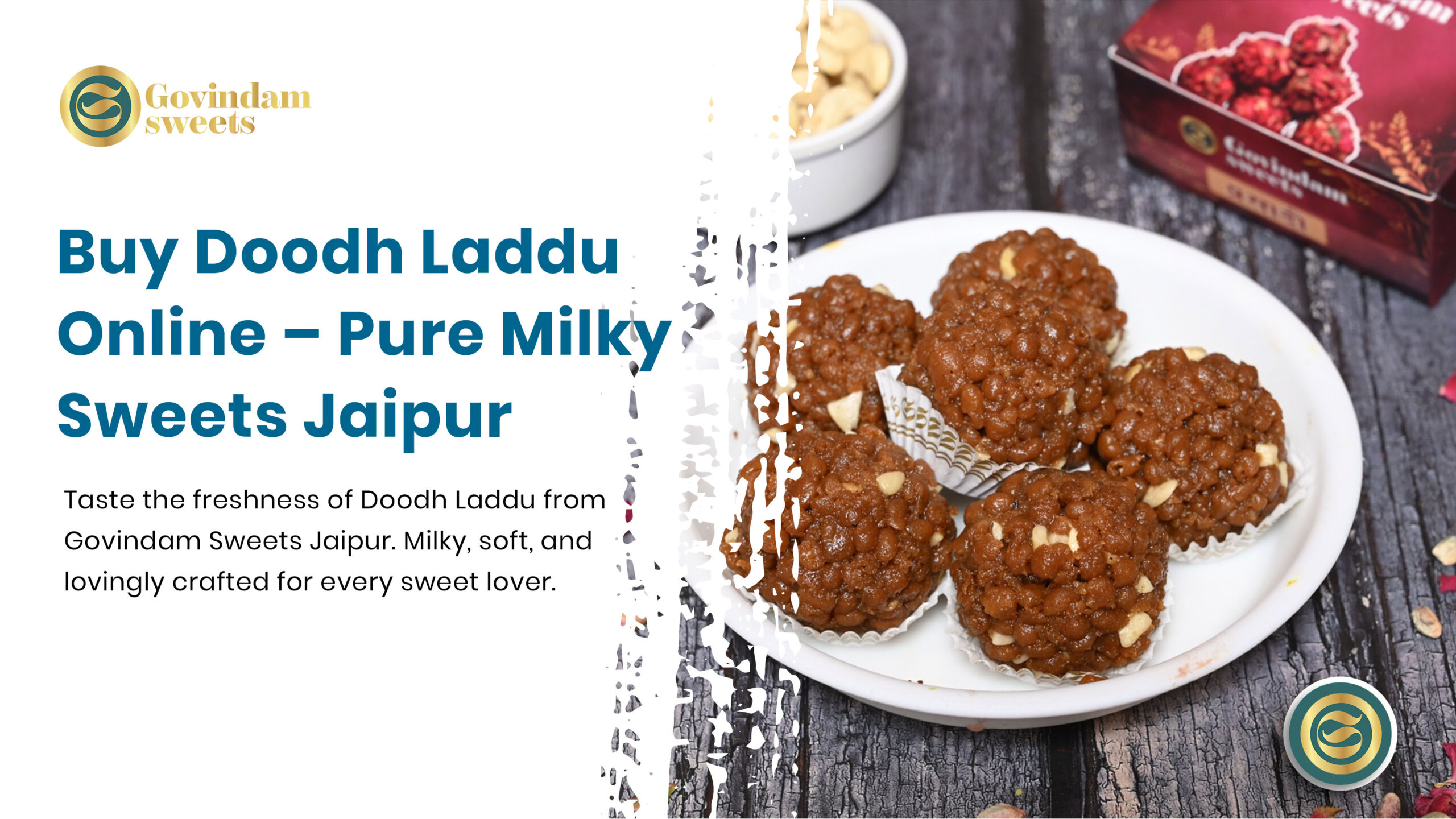 Traditional Doodh Laddu (Milk Laddu) sweets with pistachio and saffron from Govindam Jaipur