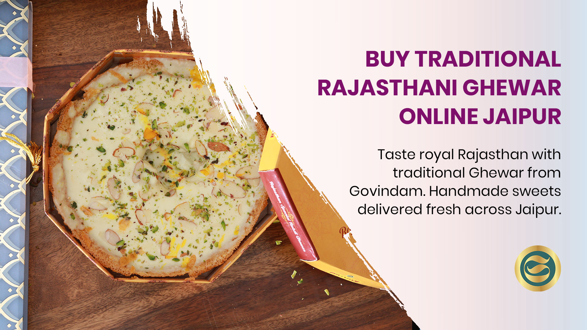 Traditional Rajasthani Ghewar with malai topping handcrafted for home delivery in Jaipur