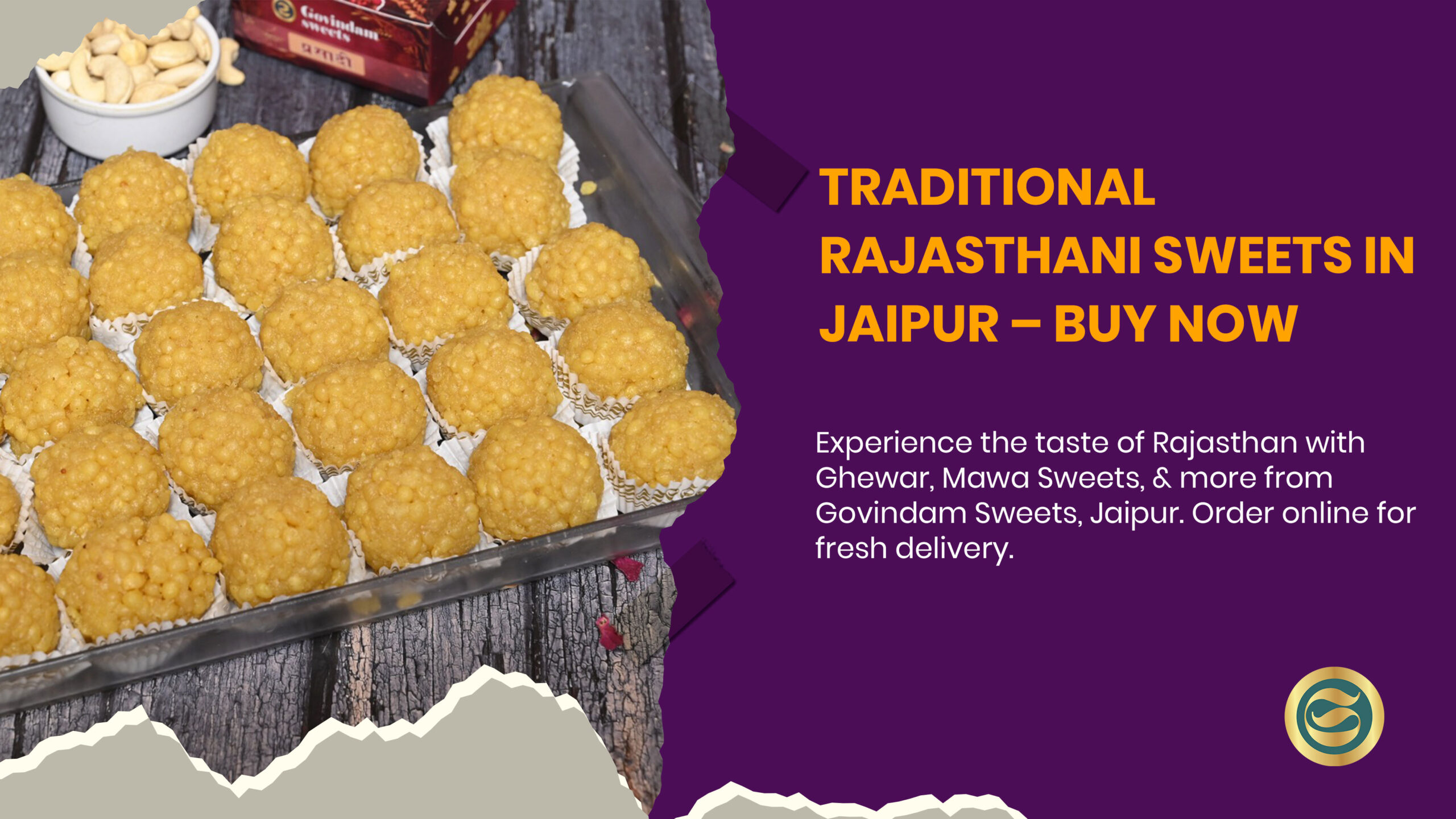 Traditional Rajasthani sweets from Jaipur including Ghewar, Mawa Kachori, and authentic regional delicacies