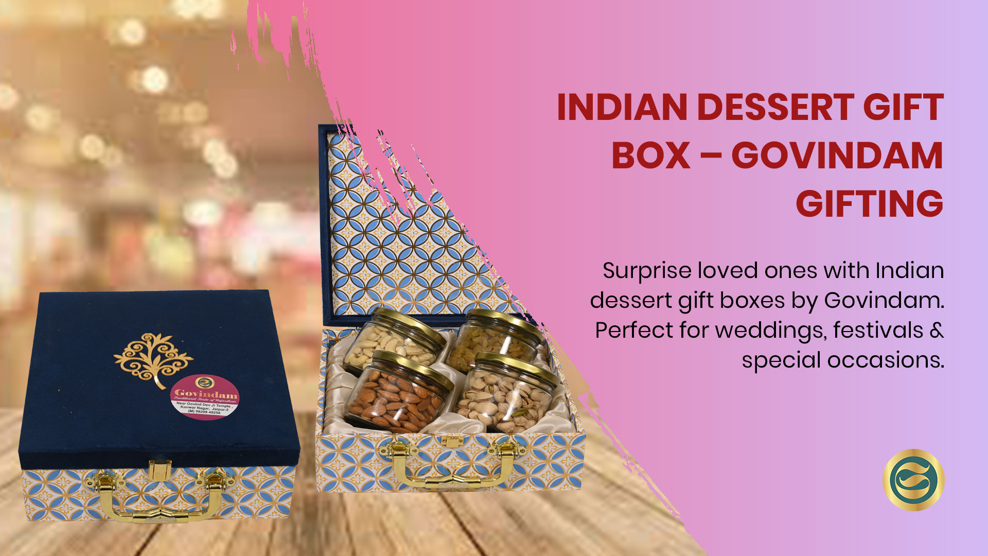 Luxury Indian dessert gift box featuring handcrafted traditional sweets in elegant packaging