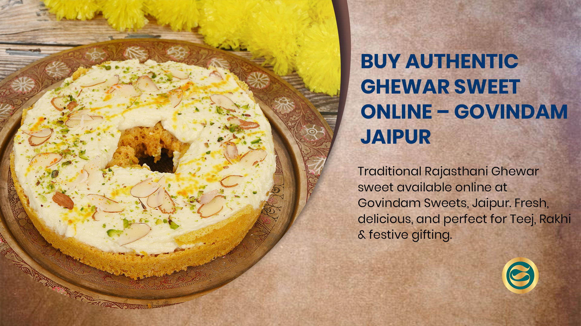 Traditional Rajasthani Meetha Ghewar sweet from Govindam Sweets