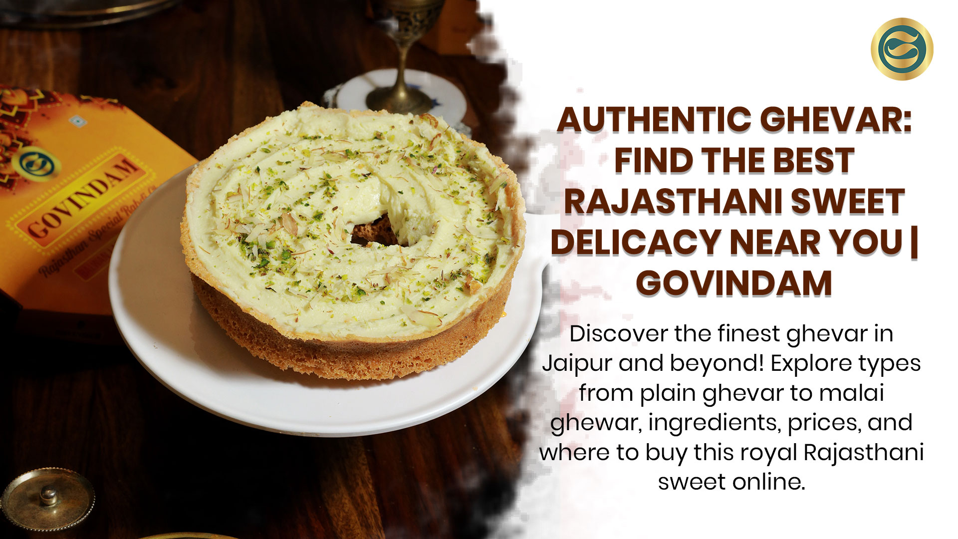 Authentic malai ghewar near me with rabdi topping from Govindam Sweets Jaipur