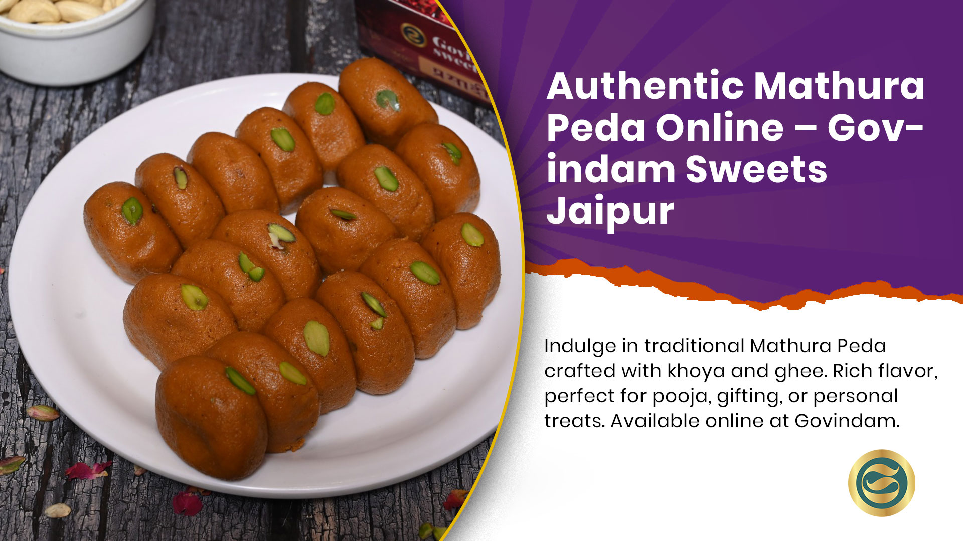 Govindam's Mathura Peda - traditional Indian milk-based sweet, handcrafted to perfection