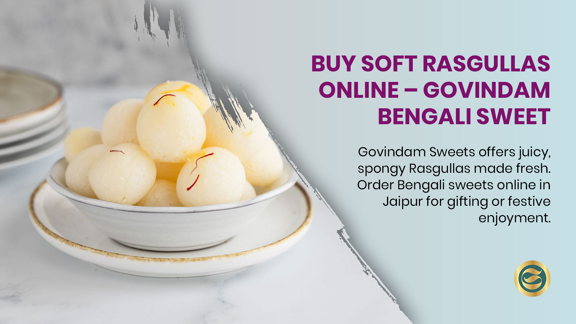 Traditional Bengali Pink Rasgulla sweet from Govindam Sweets