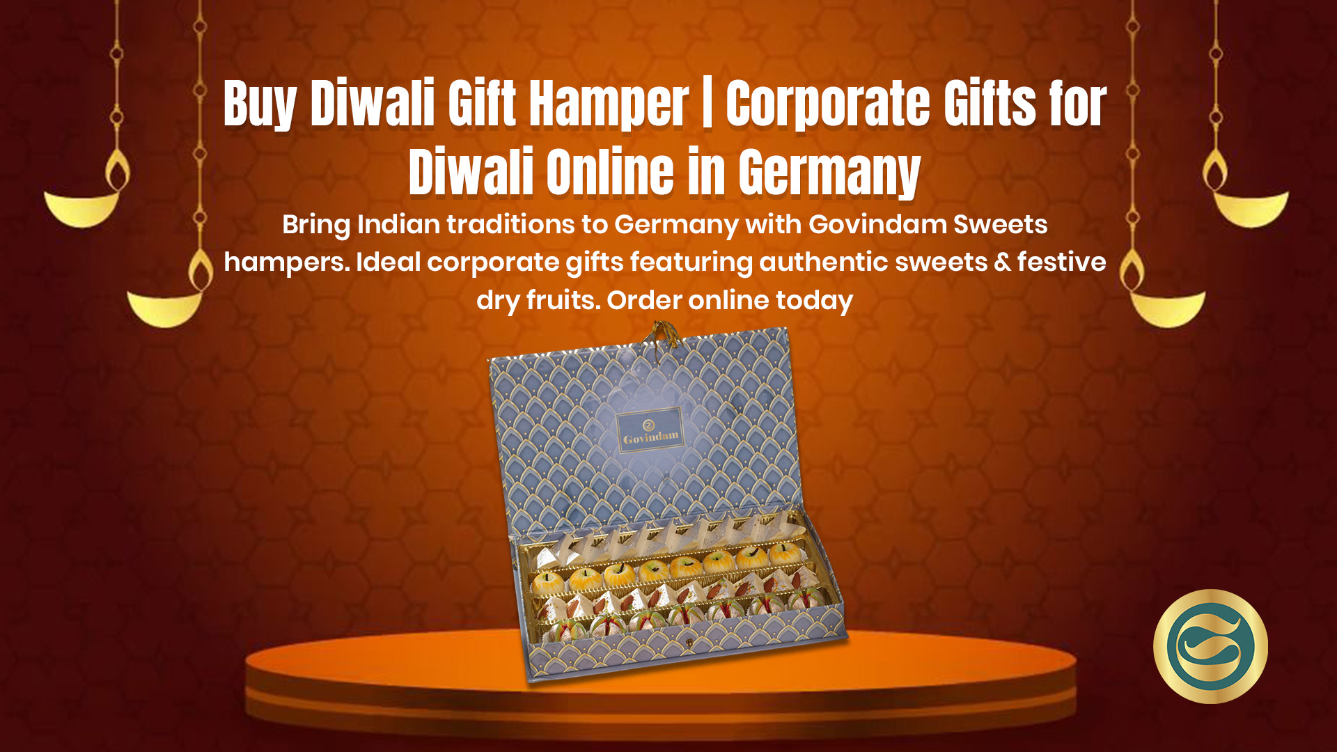 Premium Diwali gift hamper Germany authentic Indian sweets dry fruits corporate gifts
