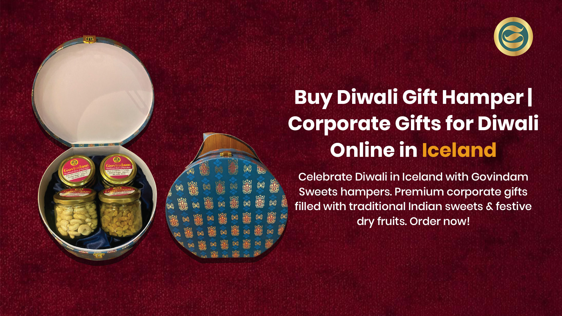 Premium Diwali gift hamper Iceland authentic Indian sweets dry fruits corporate gifts