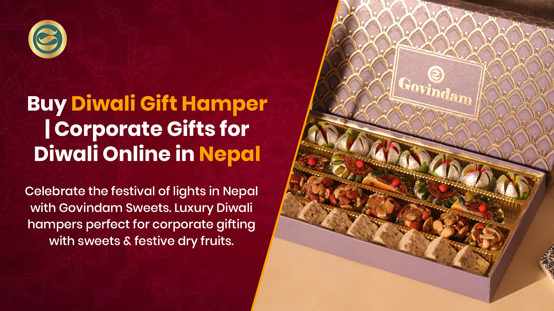 Luxury Diwali gift hamper Nepal authentic Indian sweets dry fruits corporate gifts