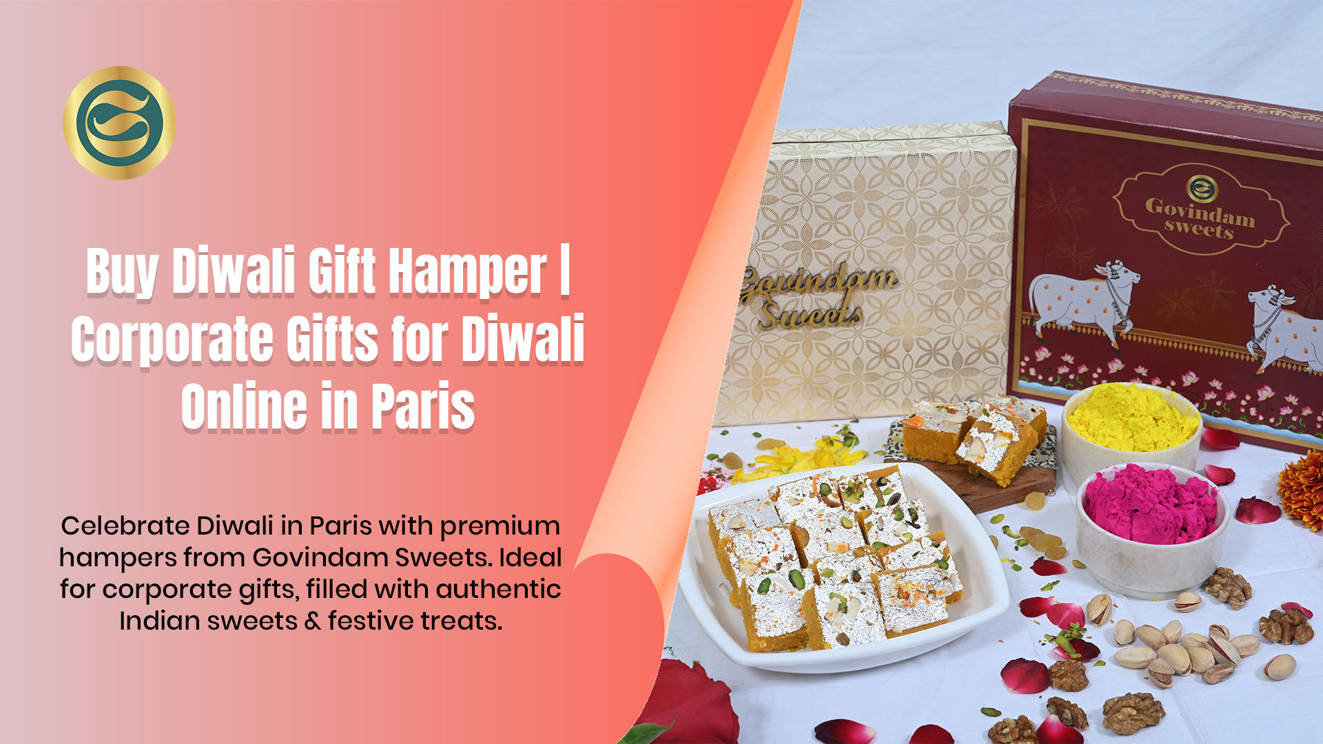 Premium Diwali gift hamper Paris authentic Indian sweets dry fruits corporate gifts