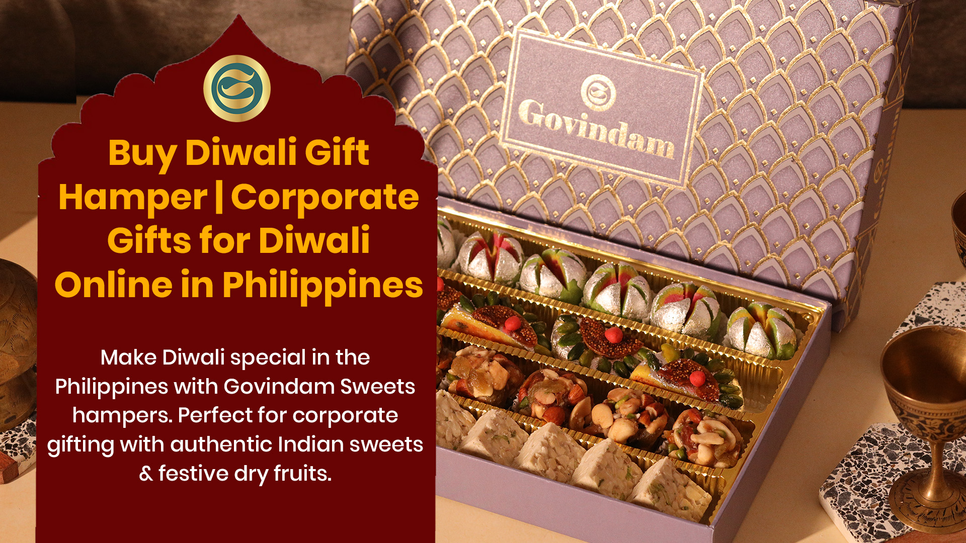 Premium Diwali gift hamper Philippines authentic Indian sweets dry fruits corporate
