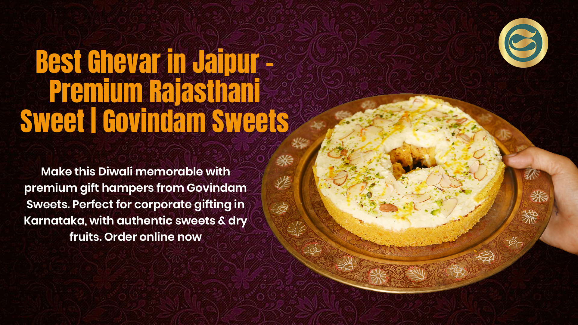 best Ghevar in Jaipur premium Rajasthani sweet Govindam Sweets authentic