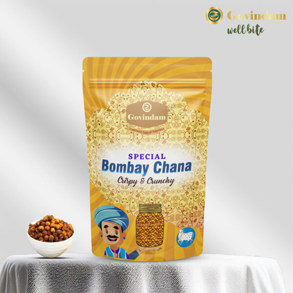 Bombay Chana featuring golden roasted chickpeas with perfect seasoning - premium authentic bulk healthy snack