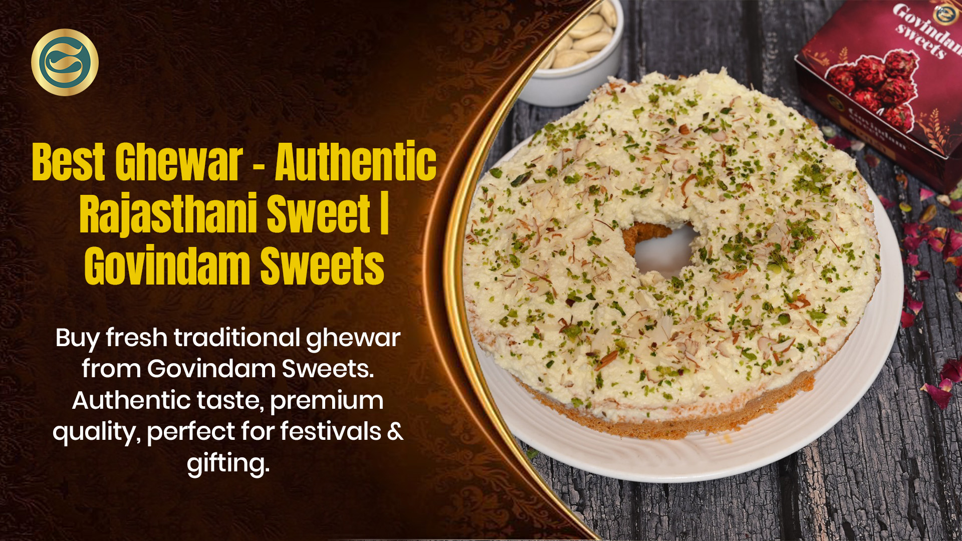 Ghewar authentic Rajasthani sweet traditional festival mithai premium quality GovindamGhewar authentic Rajasthani sweet traditional festival mithai premium quality Govindam