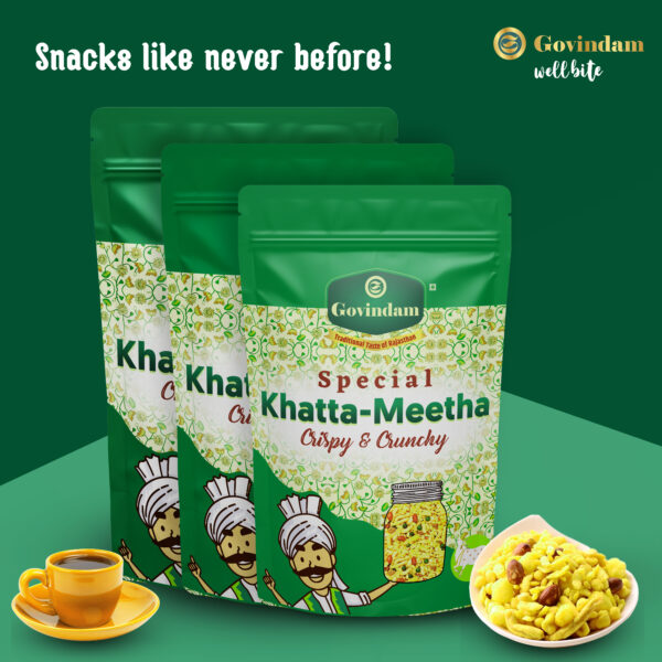 Khatta Meetha featuring colorful sweet sour sev boondi mixture - premium authentic bulk tangy namkeen
