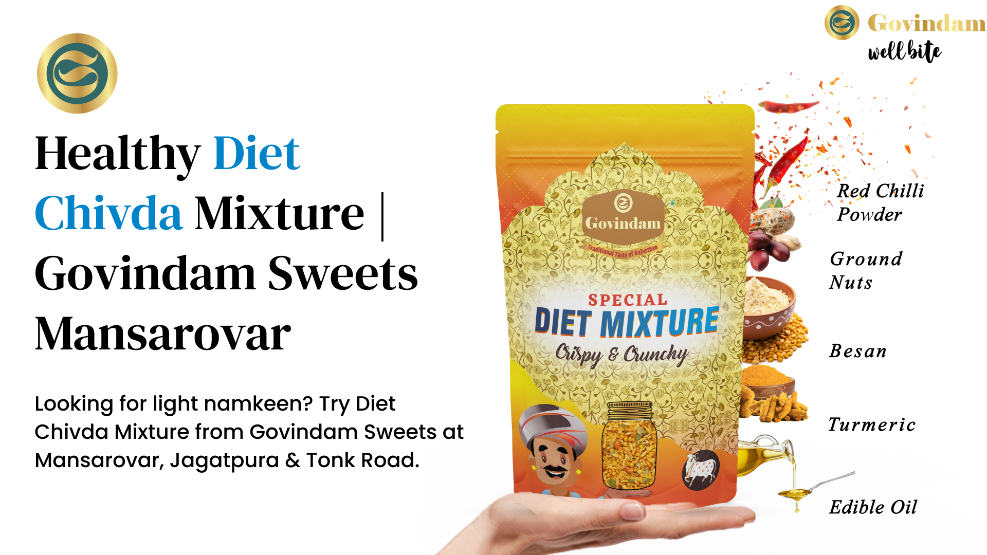 Diet Chivda Mixture healthy light low-oil Mansarovar Jaipur Govindam