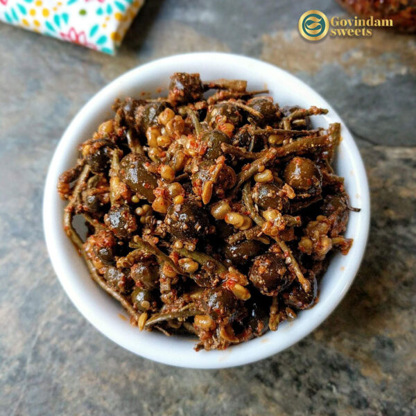 Ker Sangri Pickle B2B wholesale manufacturer Govindam Sweets showing premium desert gold ker beans sangri pods